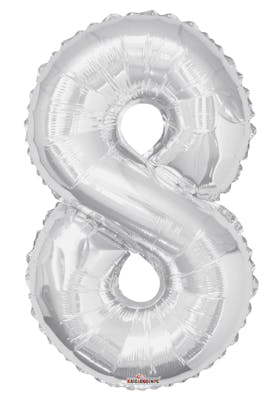 34" Mylar Number 8 Balloons - Silver