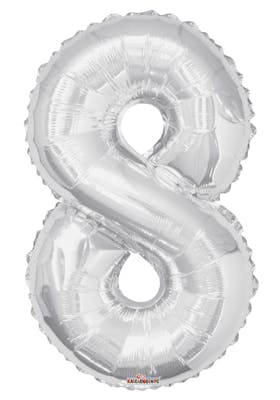 Mylar Number 8 Balloons - Silver, 34"