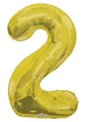 34" Mylar Number 2 Balloons - Gold