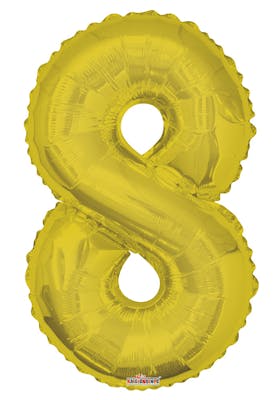 34" Mylar Number 8 Balloons - Gold