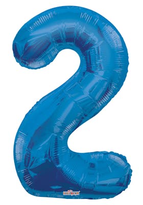 34" Mylar Number 2 Balloons - Blue