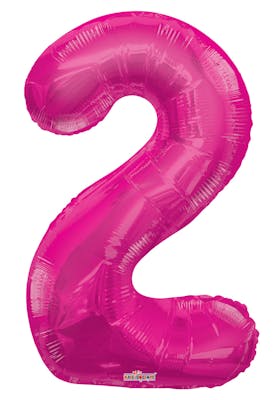 34" Mylar Number 2 Balloons - Pink