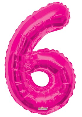 34" Mylar Number 6 Balloons - Pink