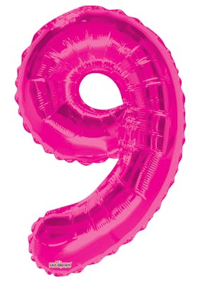34" Mylar Number 9 Balloons - Pink