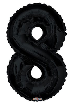 34" Mylar Number 8 Balloons - Black