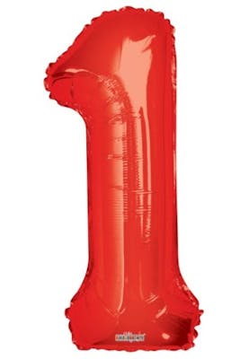 34" Mylar Number 1 Balloons - Red