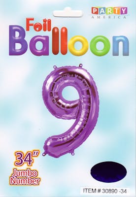 34" Mylar Number 9 Balloon - Purple