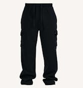 Men's Open Leg Fleece Cargo Sweatpants - Size 3XL-5XL, Black