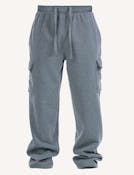 Men's Open Leg Fleece Cargo Sweatpants - Size 3XL-5XL, Light Gray