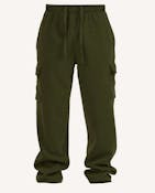 Men's Open Leg Fleece Cargo Sweatpants - Size 3XL-5XL, Military Green