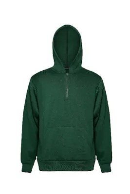 Men's Fleece Quarter Zip Pullovers - Size Large, Forest Green