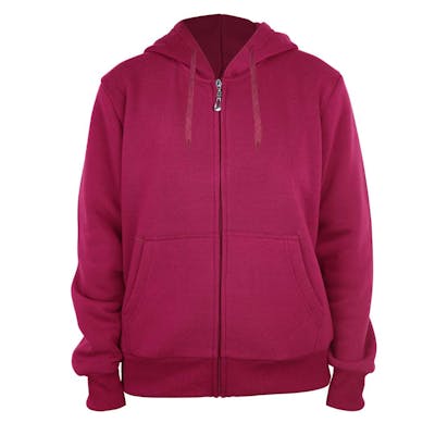 Ladies Full Zip Hoodies - Size S-XL, Ruby