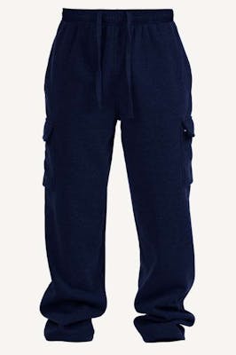 Men's Open Leg Fleece Cargo Sweatpants - Size S-XL, Navy