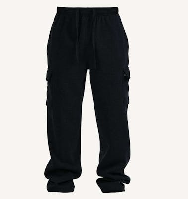 Men's Open Leg Fleece Cargo Sweatpants - Size 3XL-5XL, Black