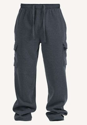 Men's Open Leg Fleece Cargo Sweatpants - Size 3XL-5XL, Dark Gray