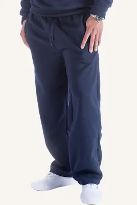 Men's Fleece Open Leg Sweatpants - Size Large, Navy