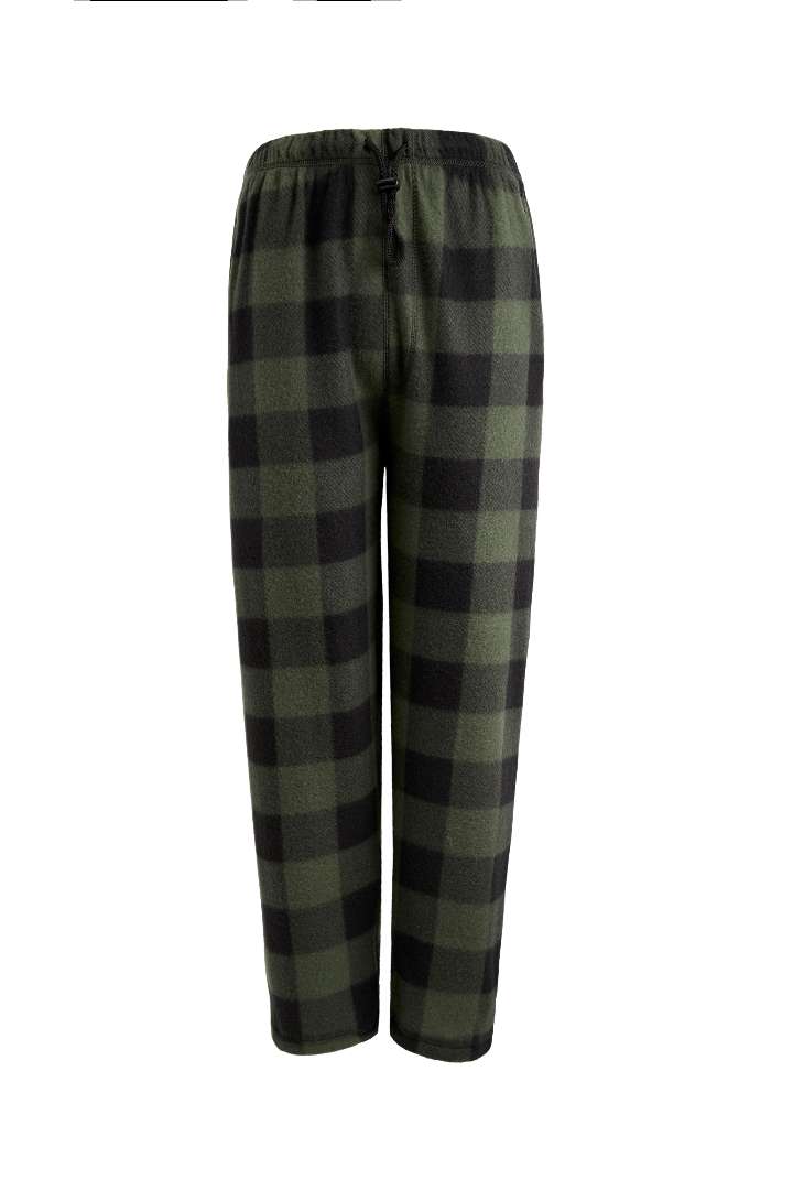 Men's Polar Fleece Pajama Pants - Size S-2XL, Green/black