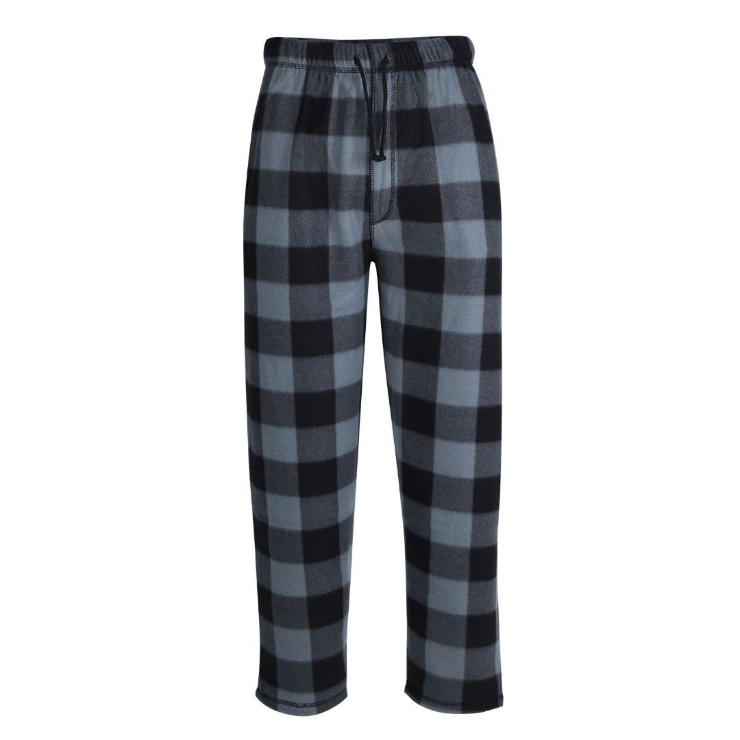 Men's Polar Fleece Pajama Pants - Size S-2XL, Gray/Black