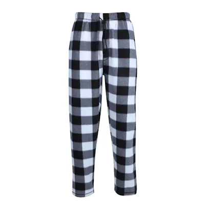 Men's Polar Fleece Pajama Pants - Size S-2XL, White/Black