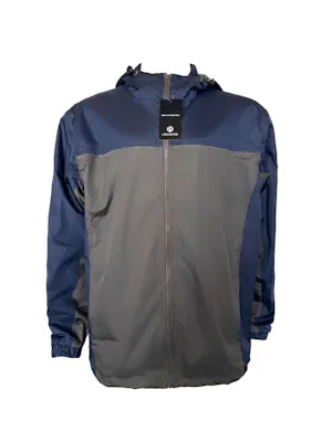 Men's Waterproof Full Zip Raincoats - Size 2XL, Navy/Gray