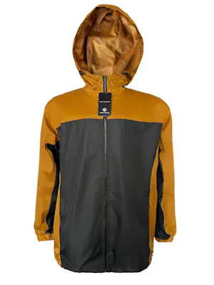 Men's Waterproof Full Zip Raincoats - Size 2XL, Saddle/Gray