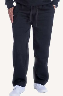 Men's Fleece Open Leg Sweatpants - Size 2XL, Black