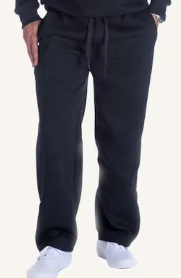Men's Fleece Open Leg Sweatpants - Size 5XL, Black
