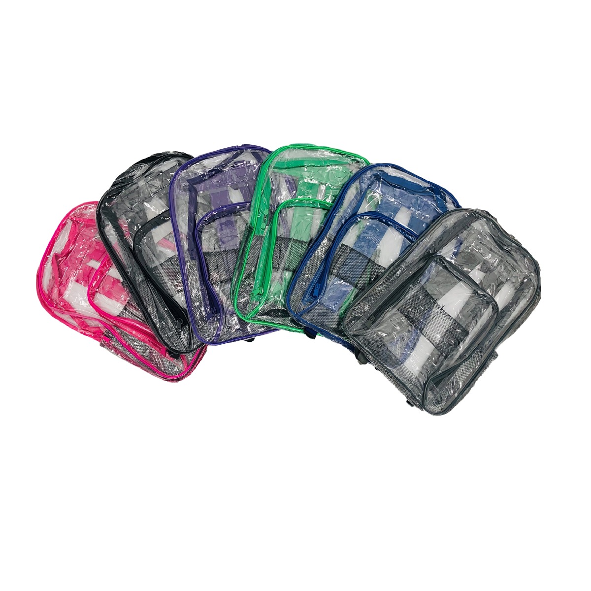 Wholesale Clear Backpacks Assorted Colors, Vinyl, 17"