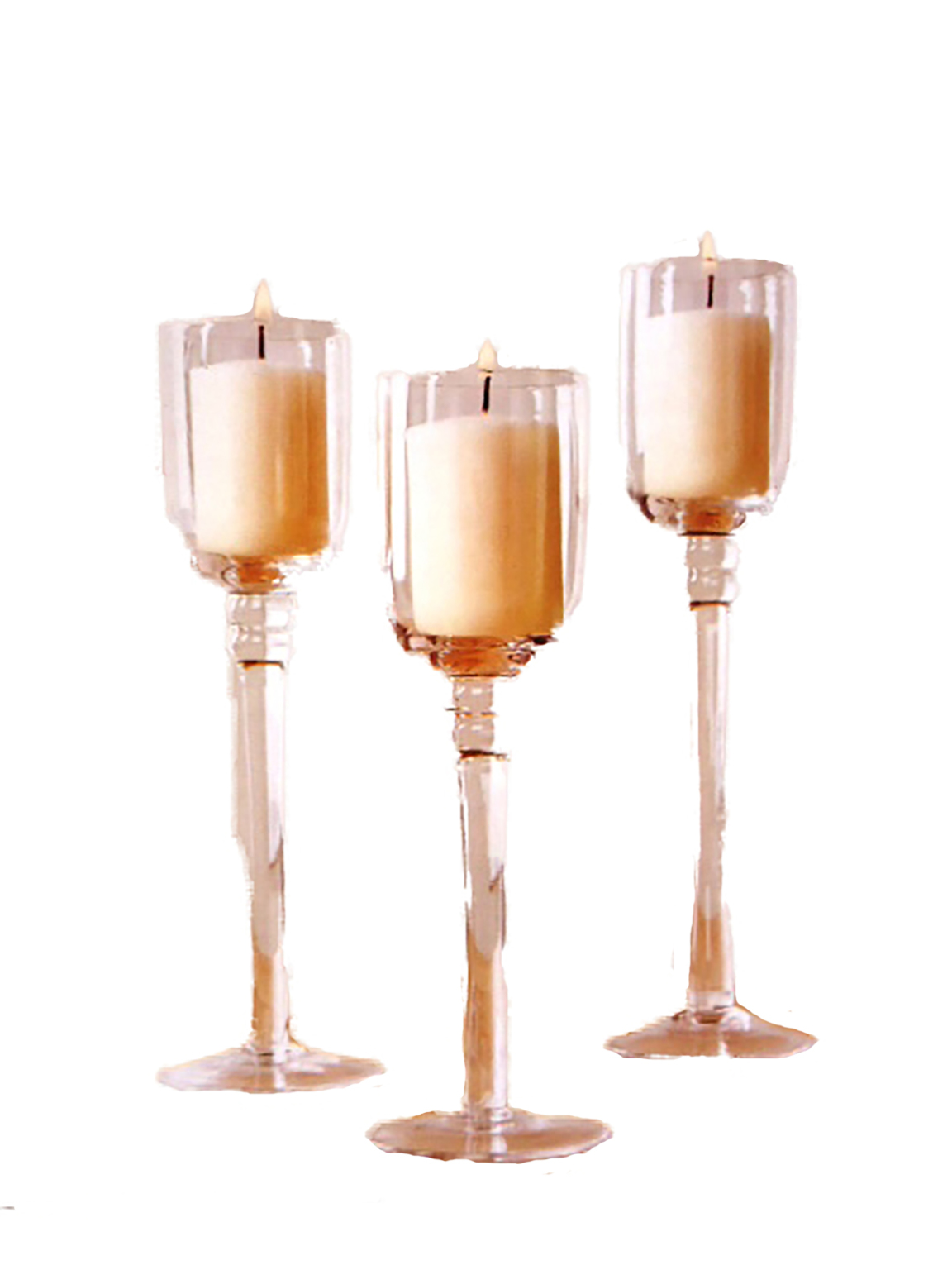 3 piece glass candle holder set