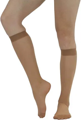 Women's Sheer Knee-High Socks - Beige, 15D, Nylon