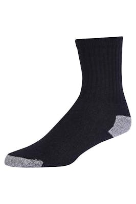 Cotton Crew Sport Socks - Black, 10-13