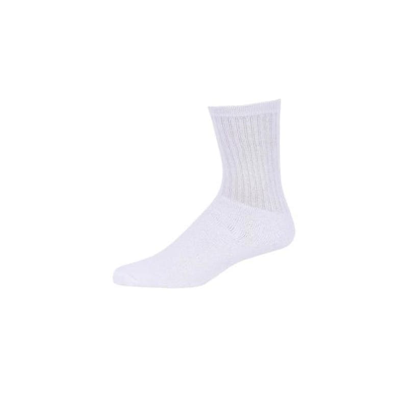 Stretch Knit Cotton Crew Sport Socks - Plain White 10-13