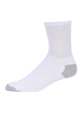 Cotton Crew Sport Socks - White/Gray, 10-13, Stretch Knit