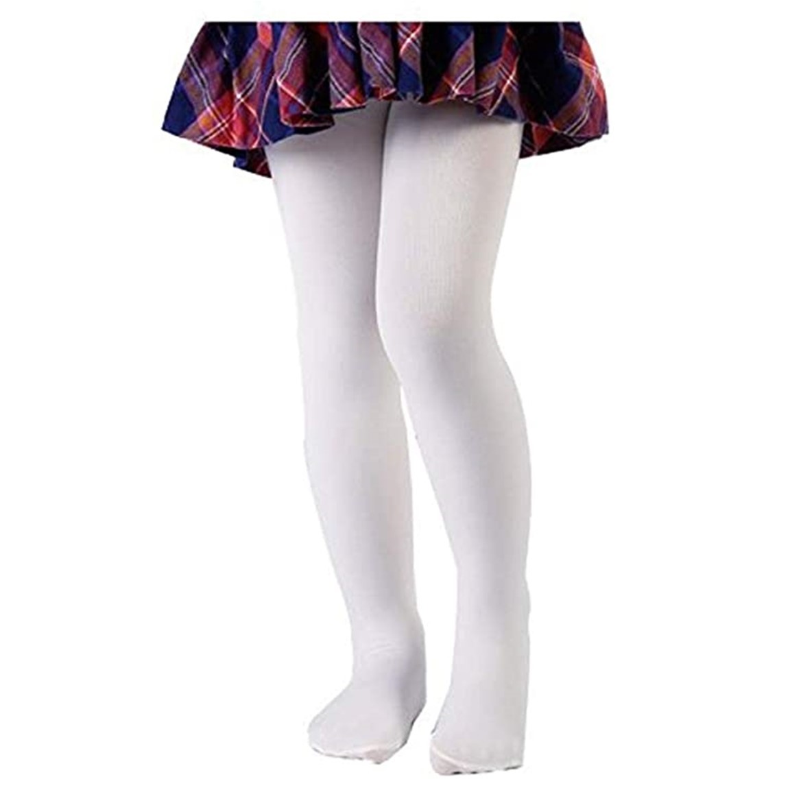 Girl's Heavy Knit Tights - White, Sizes S-XL