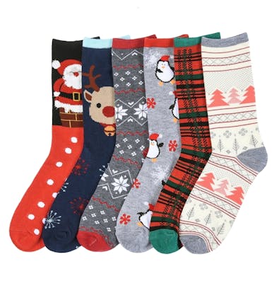 Bulk Women's Christmas Crew Socks in 6 Designs - DollarDays
