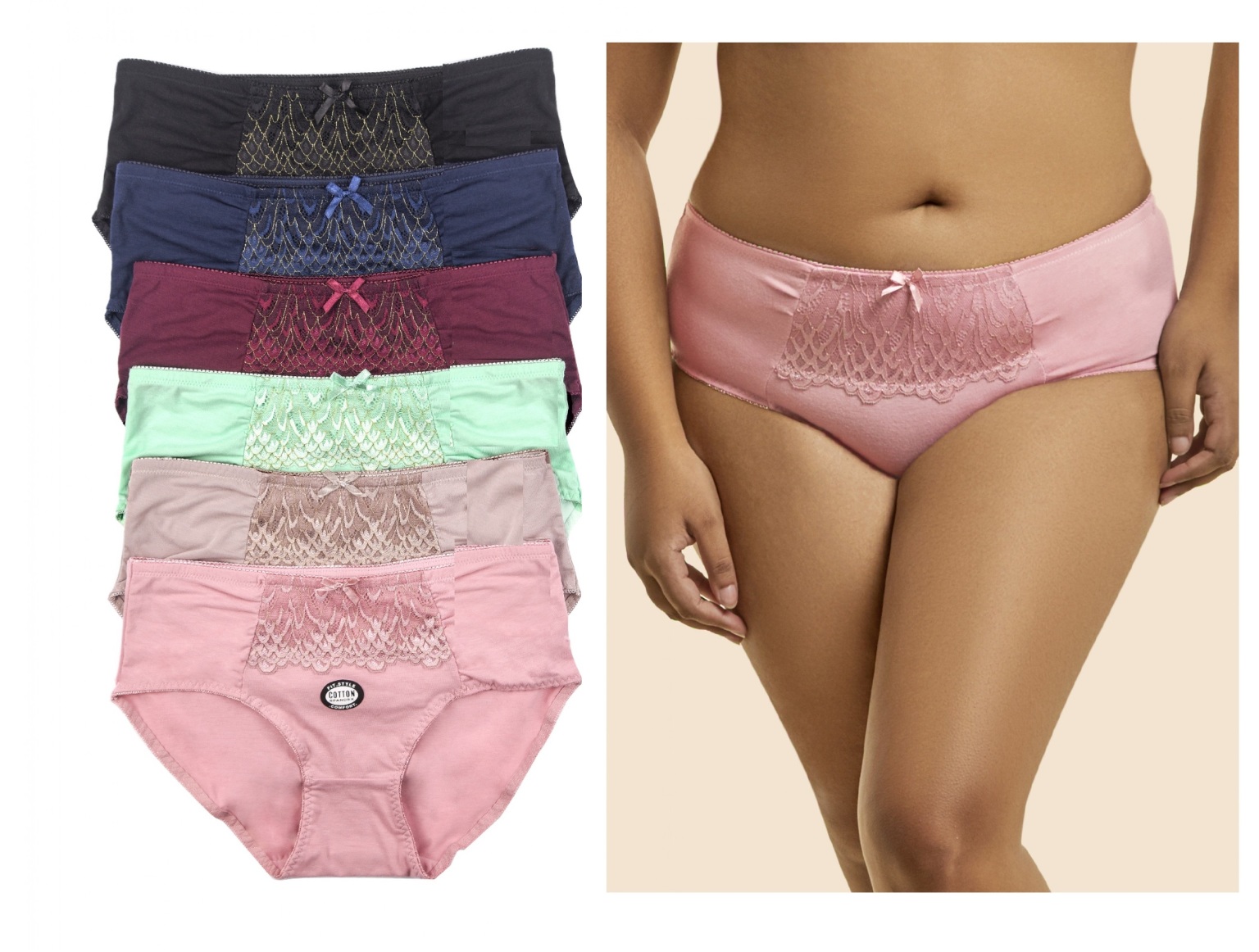 Women's Plus Size Lace Detail Bikini Panties Sizes 2X3X