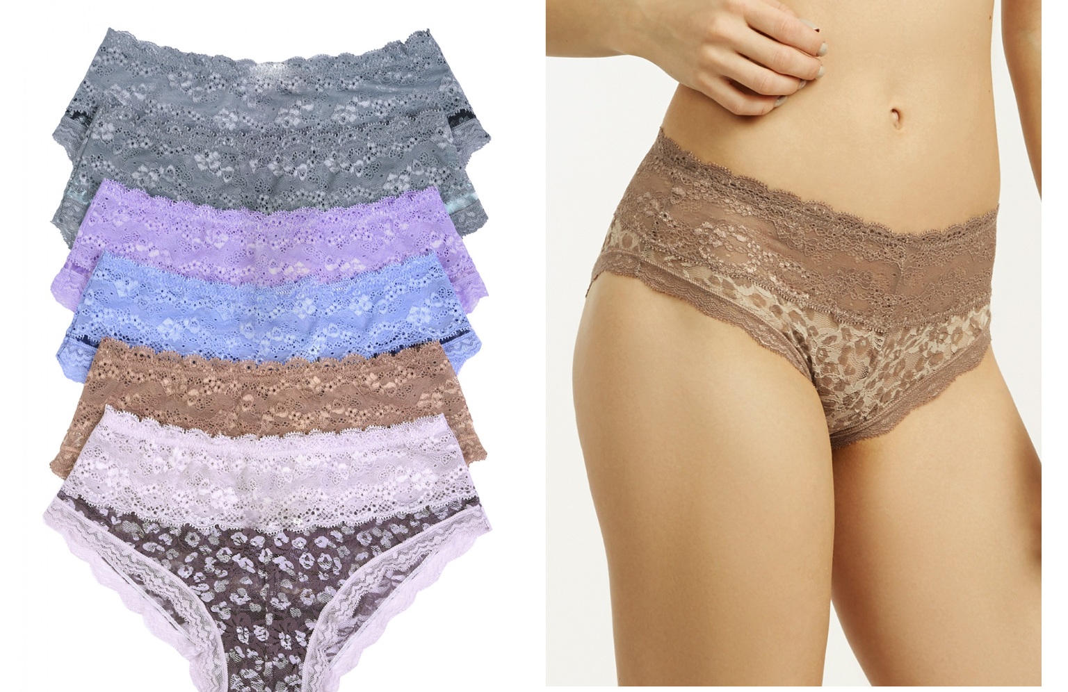 Women's Animal Print Lace Trim Bikini Panties Sizes SXL