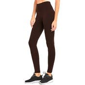 Women's High Waisted Leggings - Coffee, Fleece, One Size
