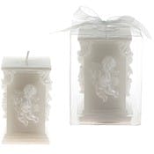 Angel on Square Pillar Candle - White