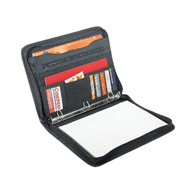 Zippered Polyester Binder Padfolio - Black