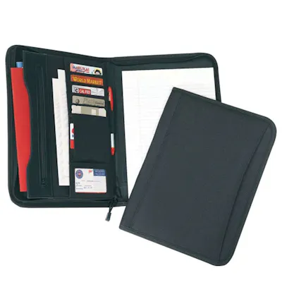 Zippered Polyester Padfolio - Black