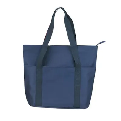 Polyester Tote Bag with Zipper - Navy