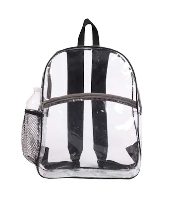 15" Clear Zipper Backpack - Black
