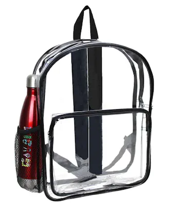 16" Heavy Duty Clear Security Backpack - Black