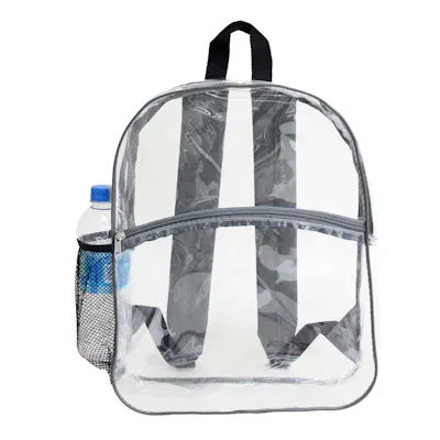 15" Clear Zipper Backpack - Grey