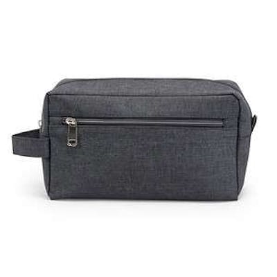 Two Zipper Toiletry Bags, Charcoal Heather, 10"