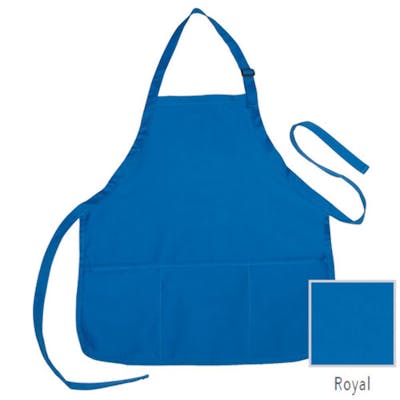 Apron - 3 Pockets, Royal Blue, Poly-Cotton