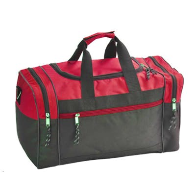 17" Poly Duffel Bags - Black with Red