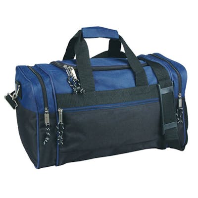17" Poly Duffel Bags - Black with Navy