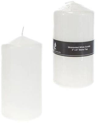6" Dome Top Candles - White, Unscented
